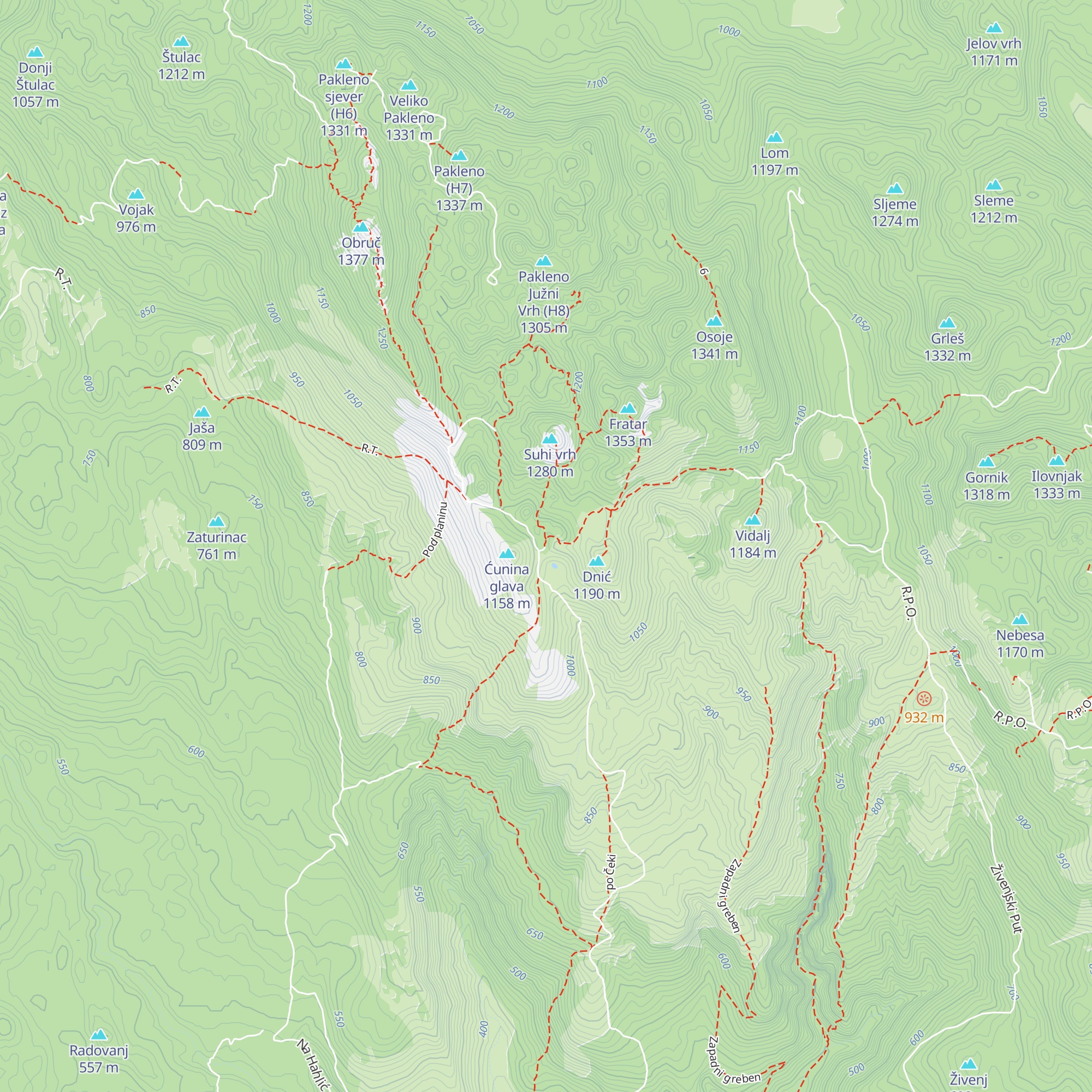 Planinarski dom Hahlić map