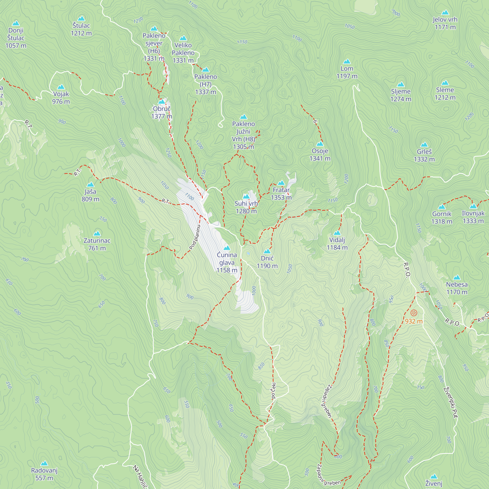 Planinarski dom Hahlić map