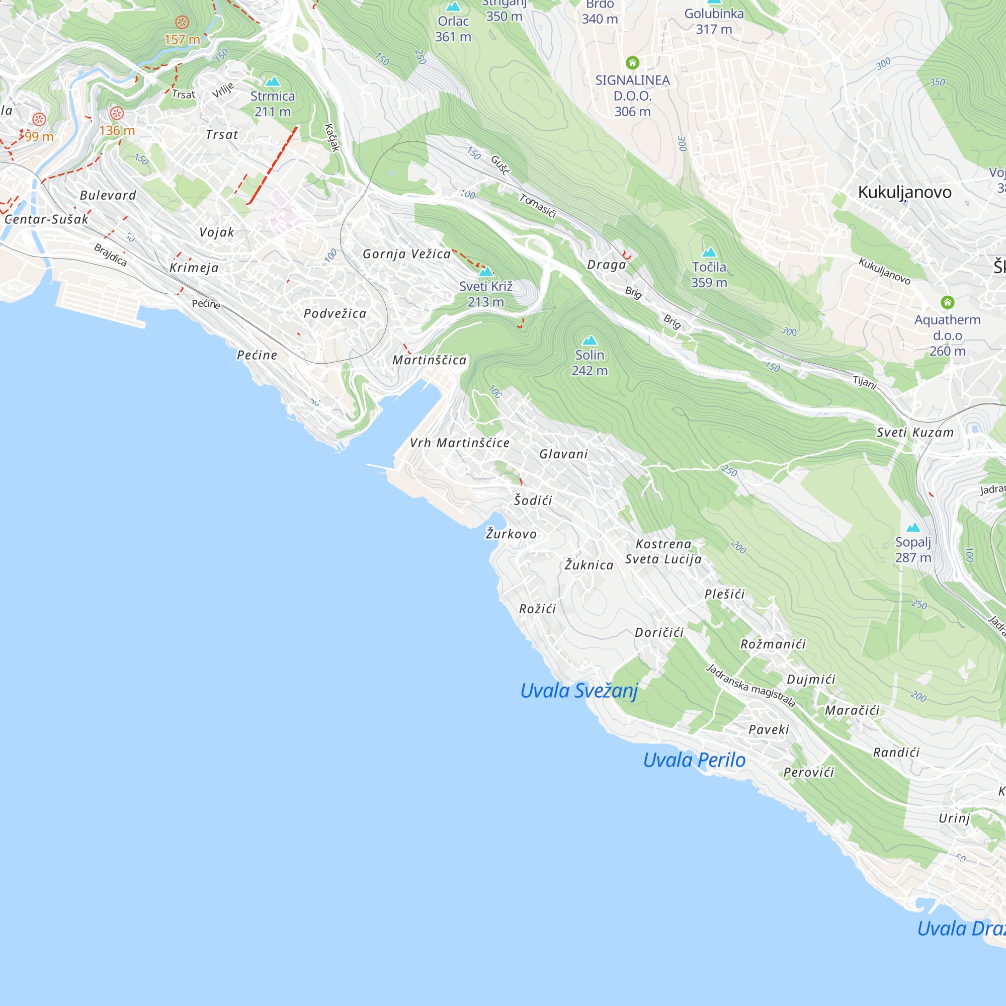 Strandwohnung Kostrena 2, uvala Žurkovo map