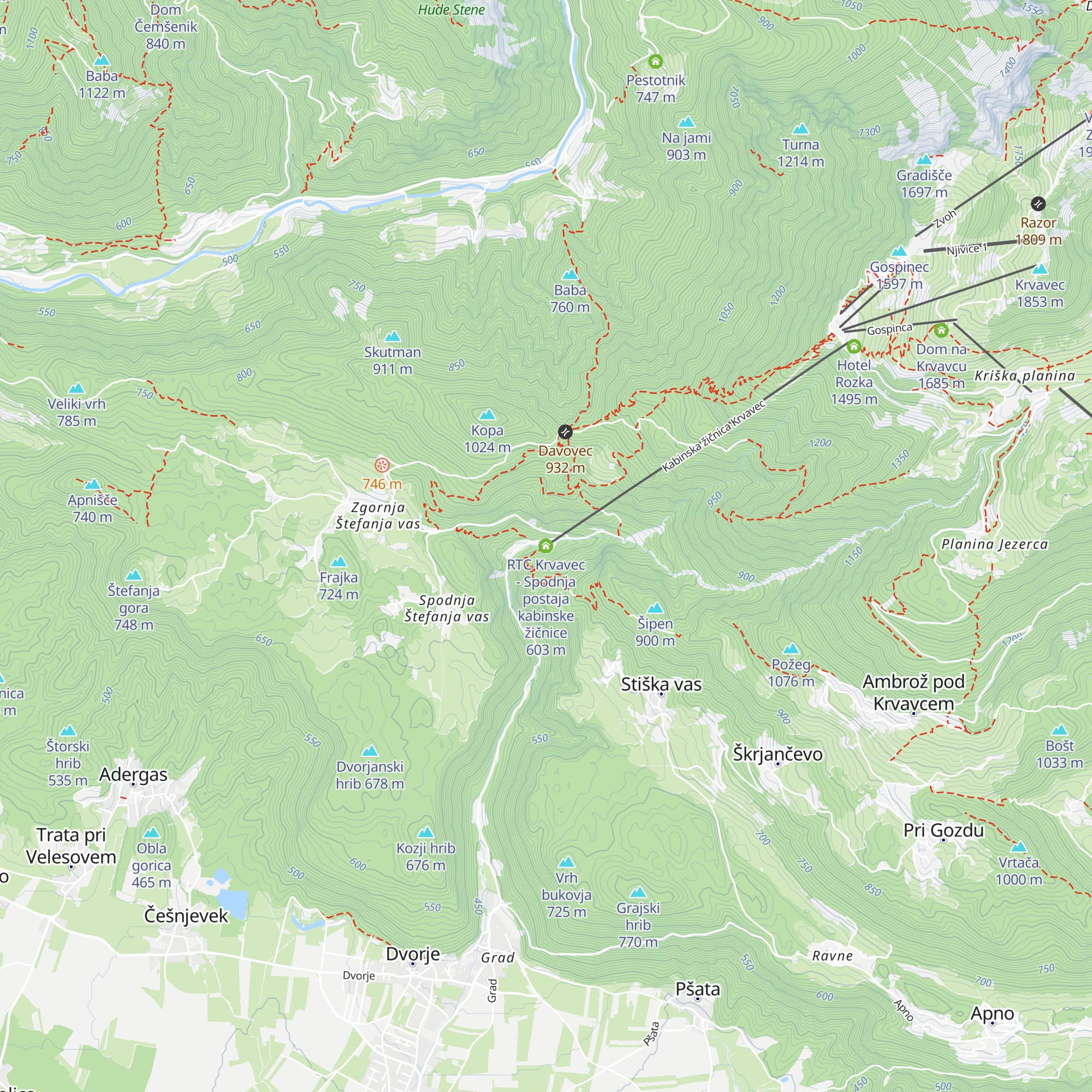 RTC Krvavec - Spodnja postaja kabinske žičnice map