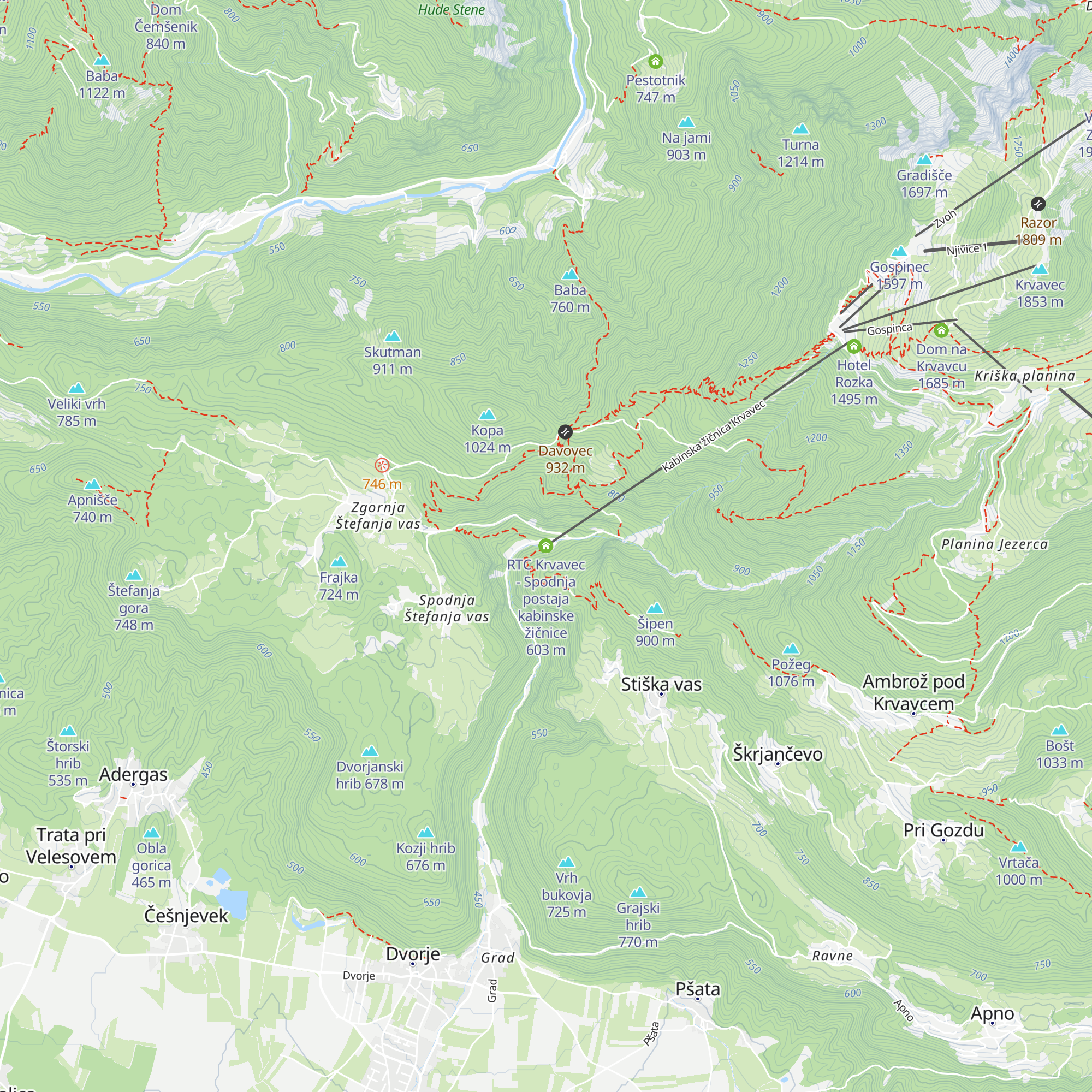 RTC Krvavec - Spodnja postaja kabinske žičnice map