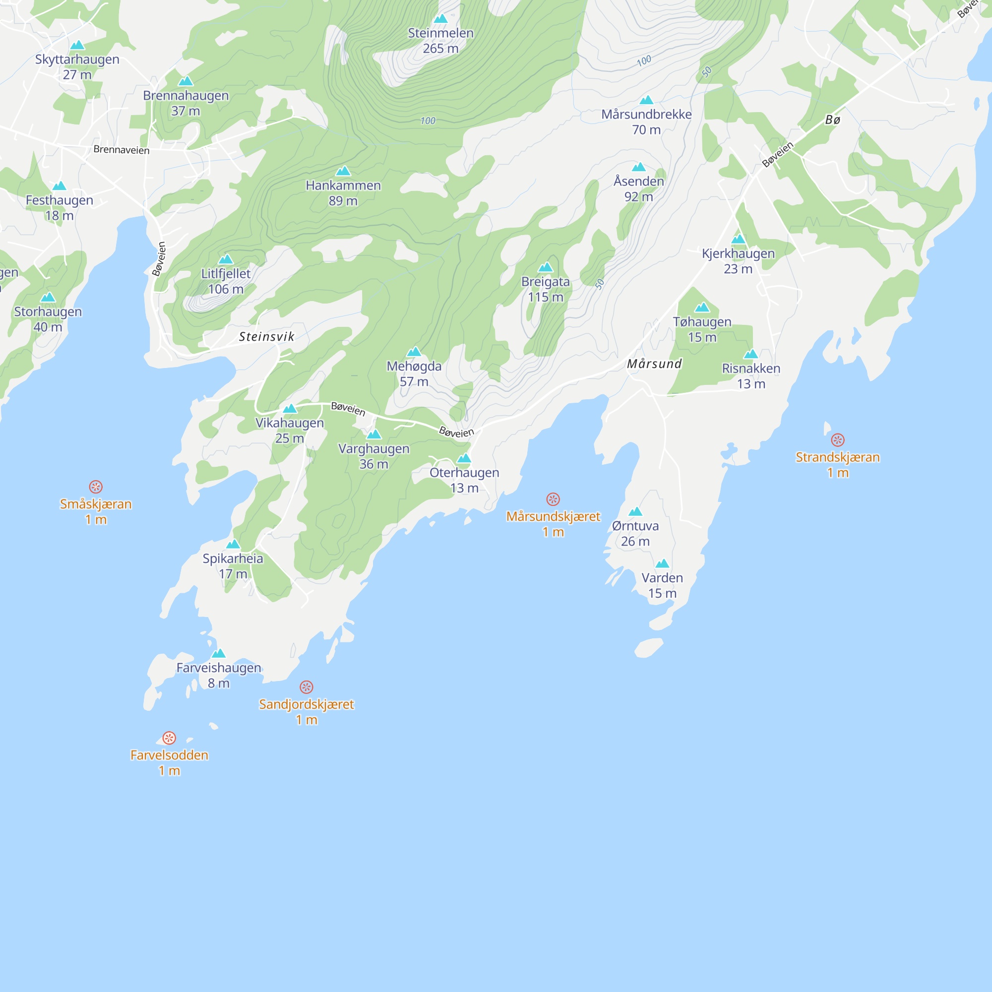 Uværshula Bø map