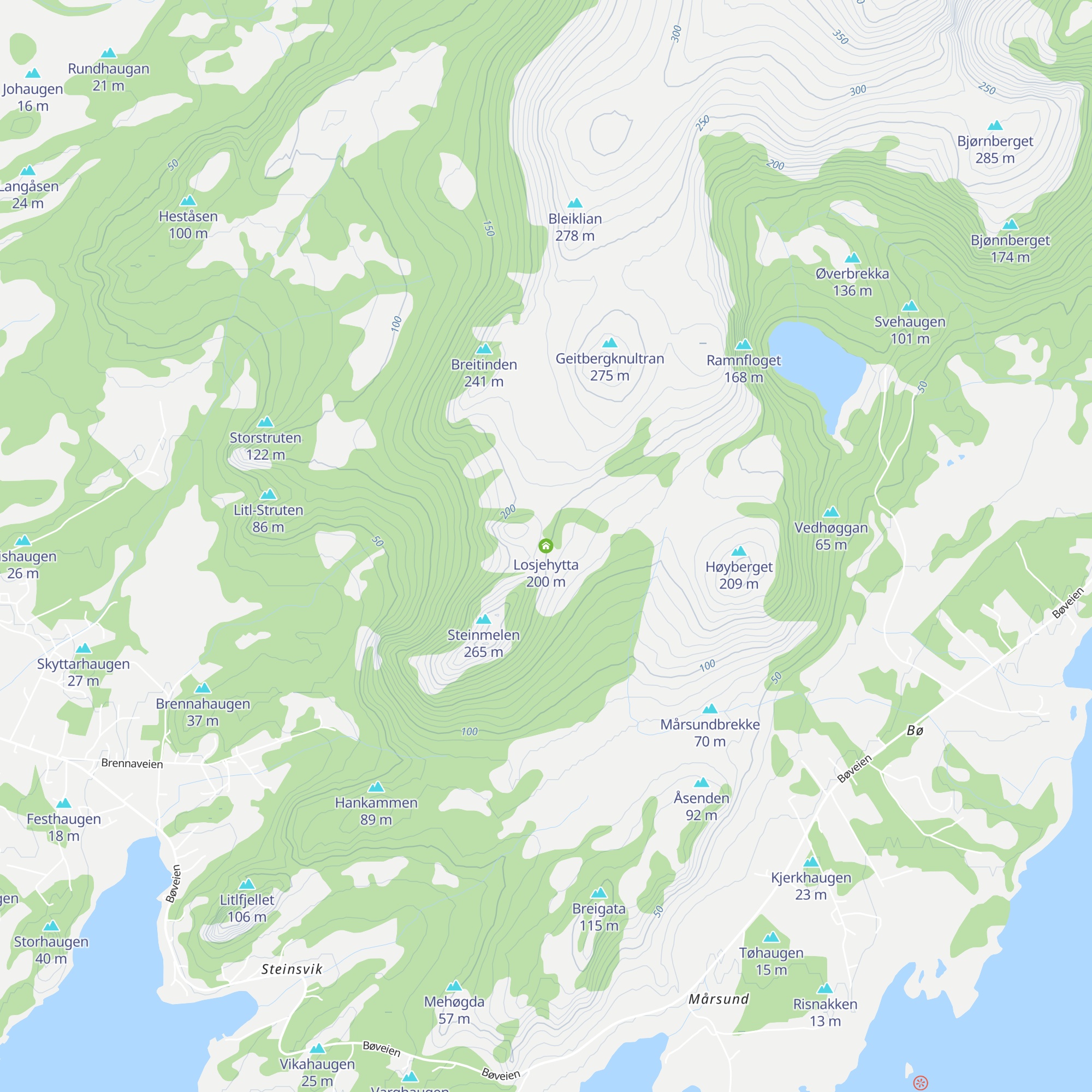 Losjehytta map