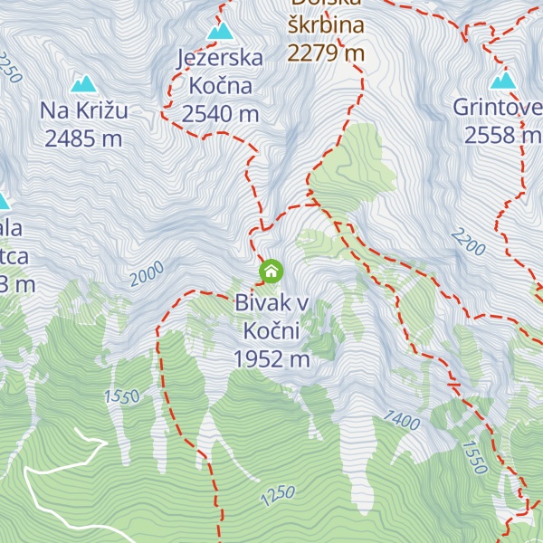 Map of Bivak v Kočni