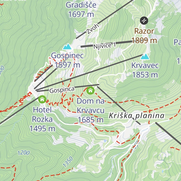 Map of Dom na Krvavcu