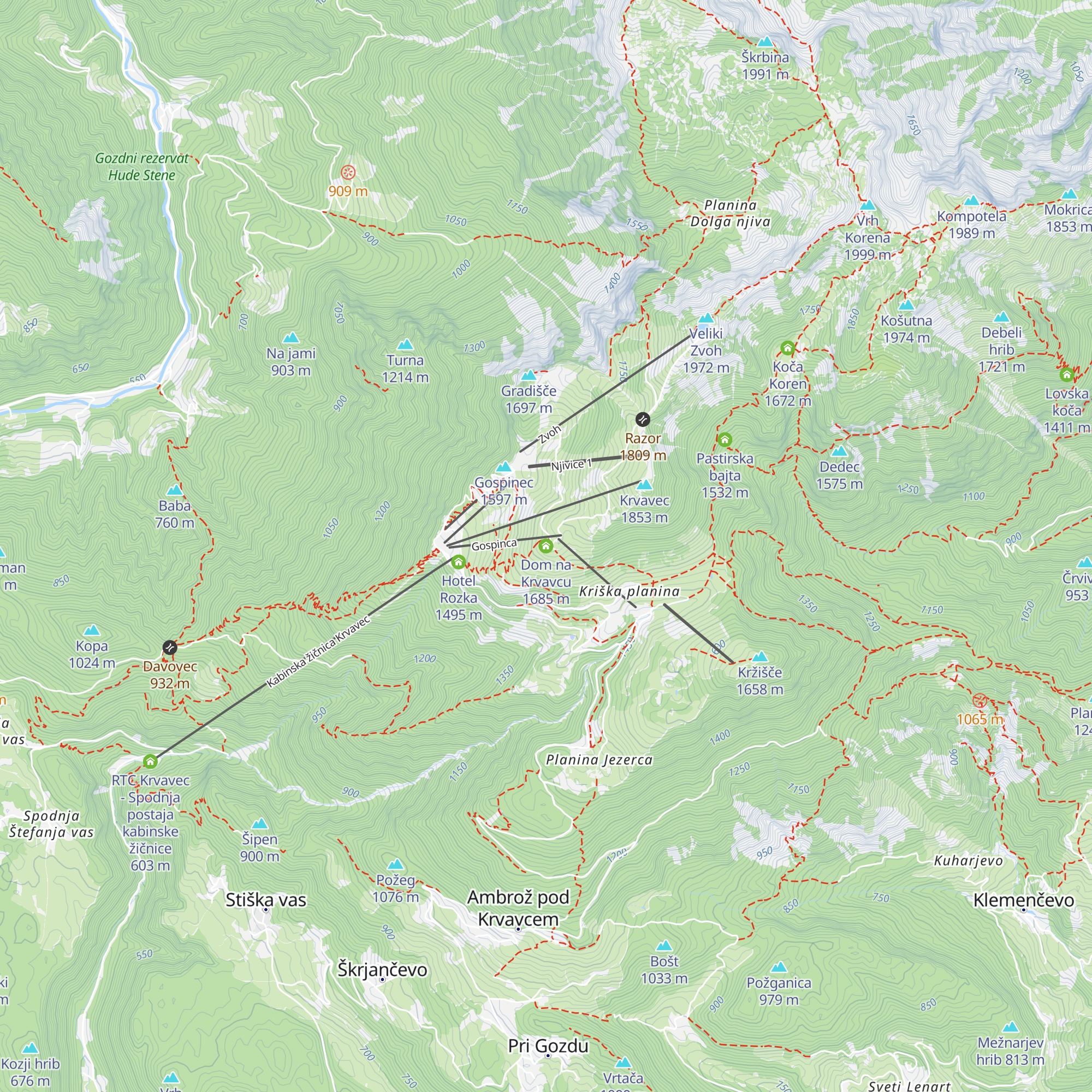 Dom na Krvavcu map
