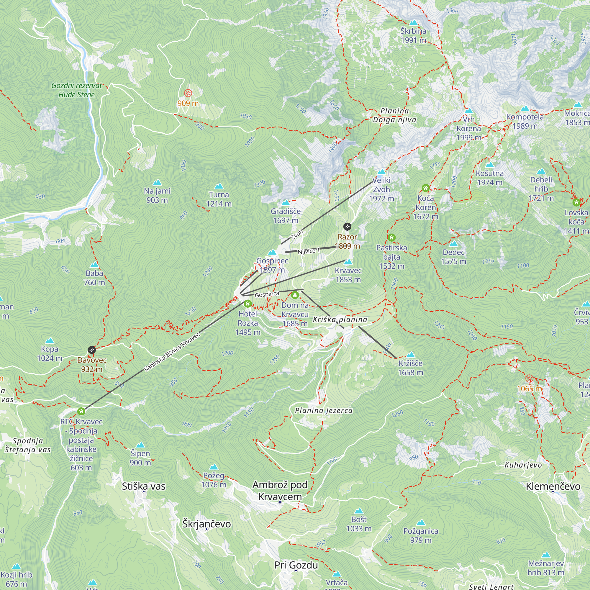 Dom na Krvavcu map