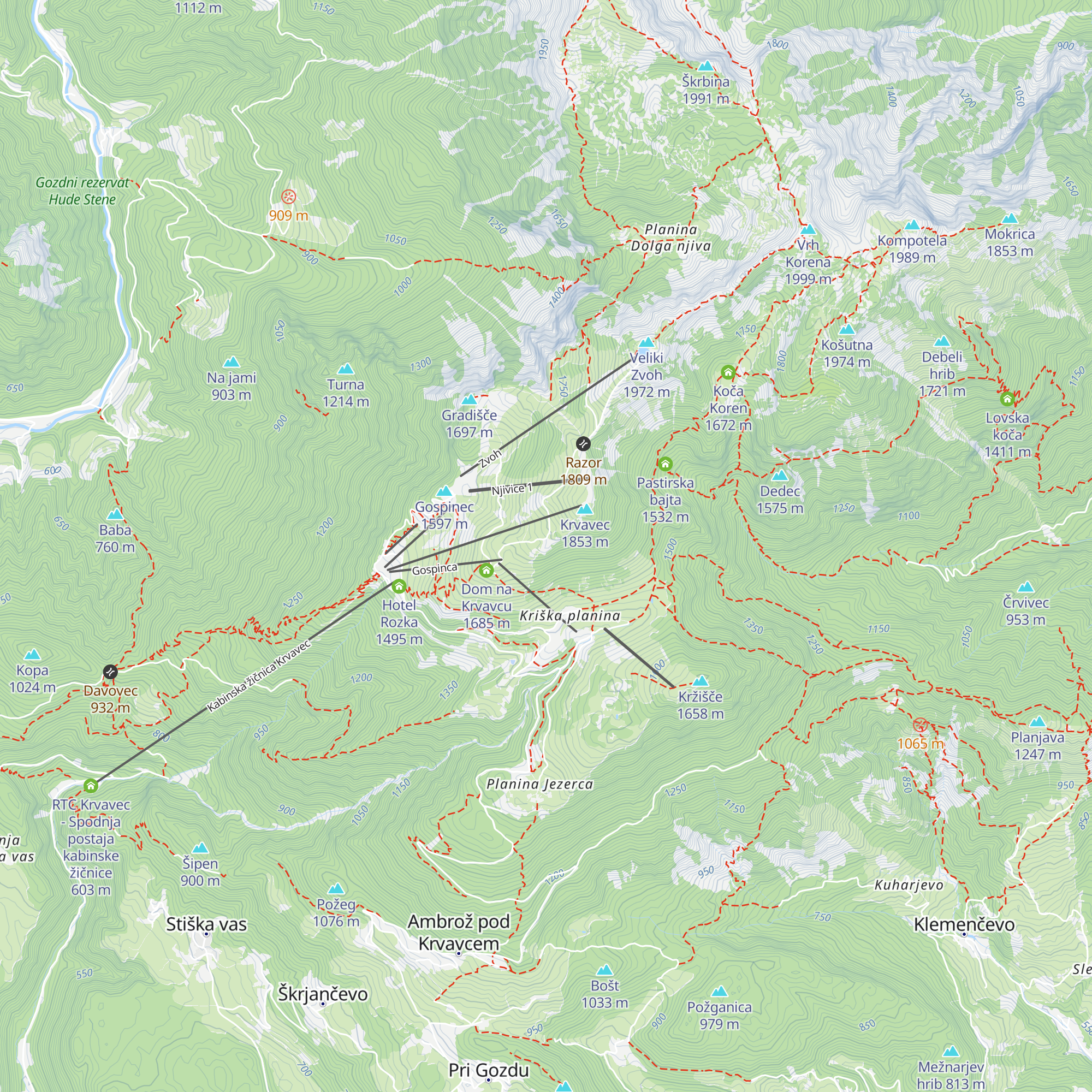 Oddajni center Krvavec map