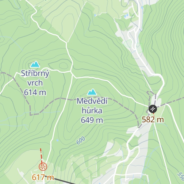 Map of Medvědí hůrka