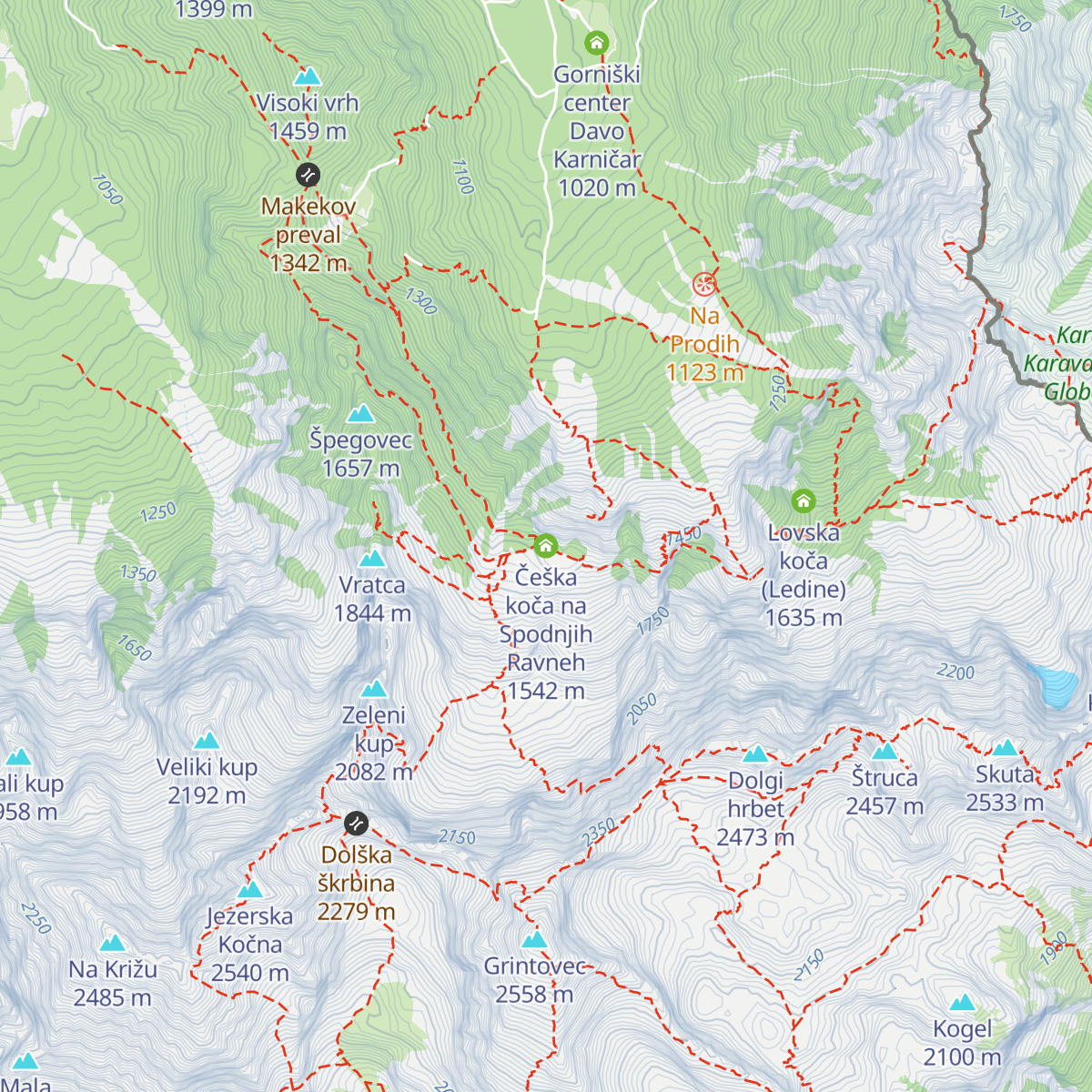 Češka koča na Spodnjih Ravneh map