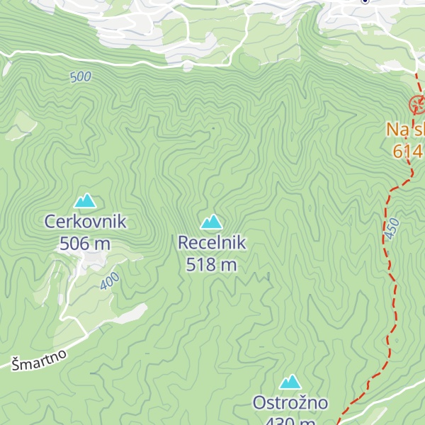 Map of Tičarjeva koča na Recelniku