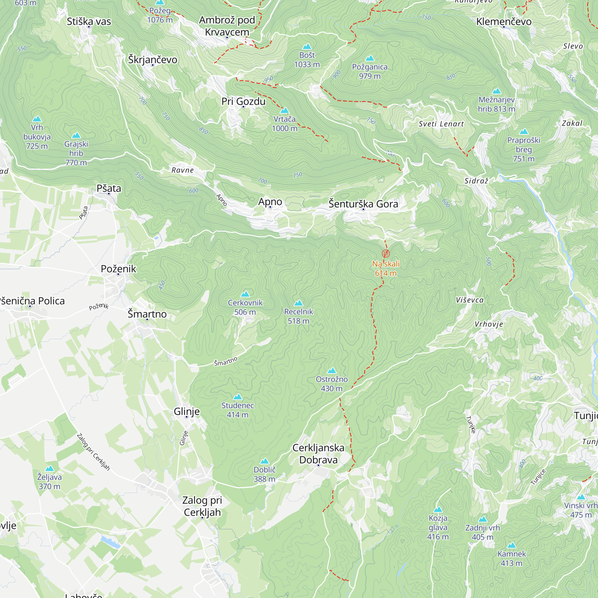 Tičarjeva koča na Recelniku map