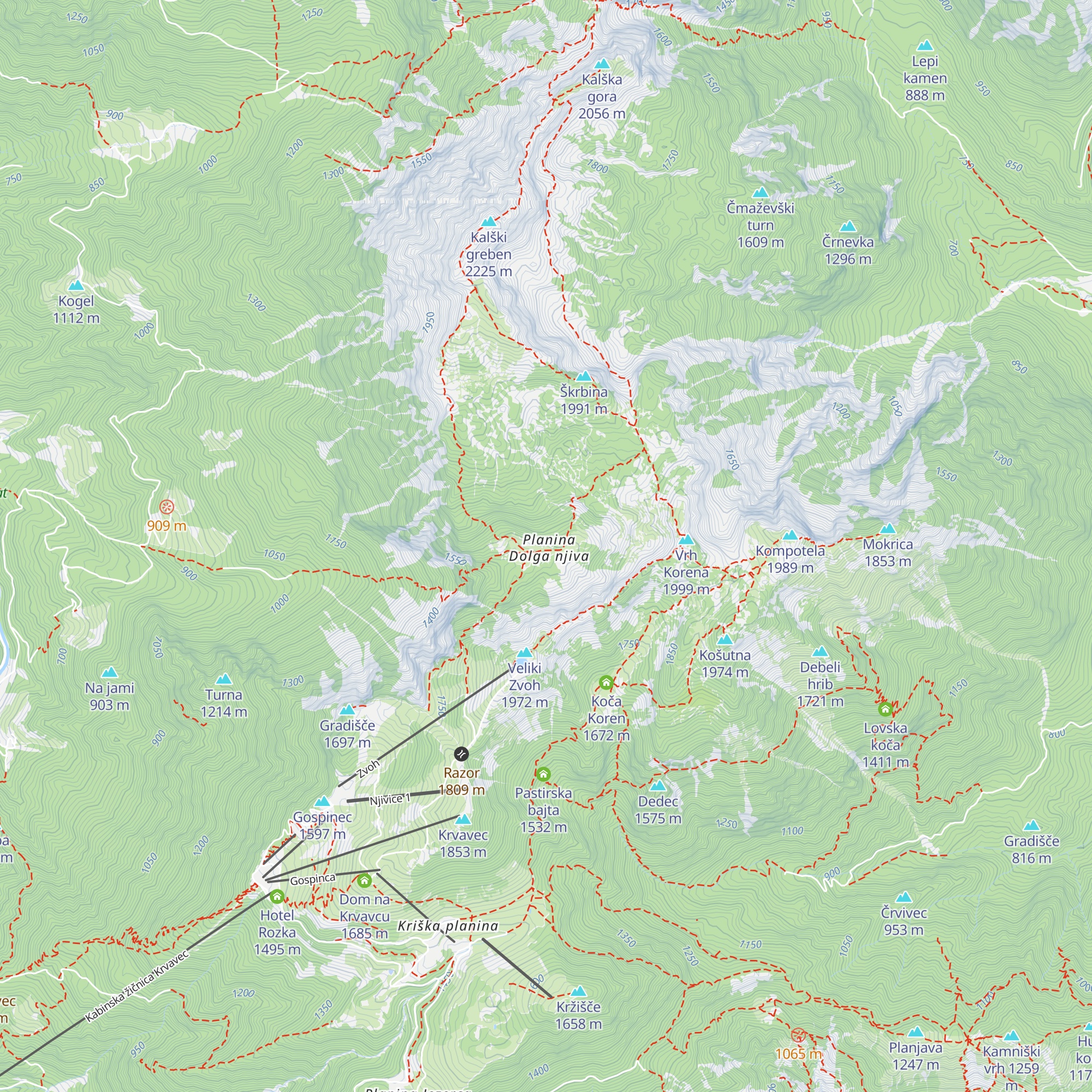 Planina Dolga Njiva map
