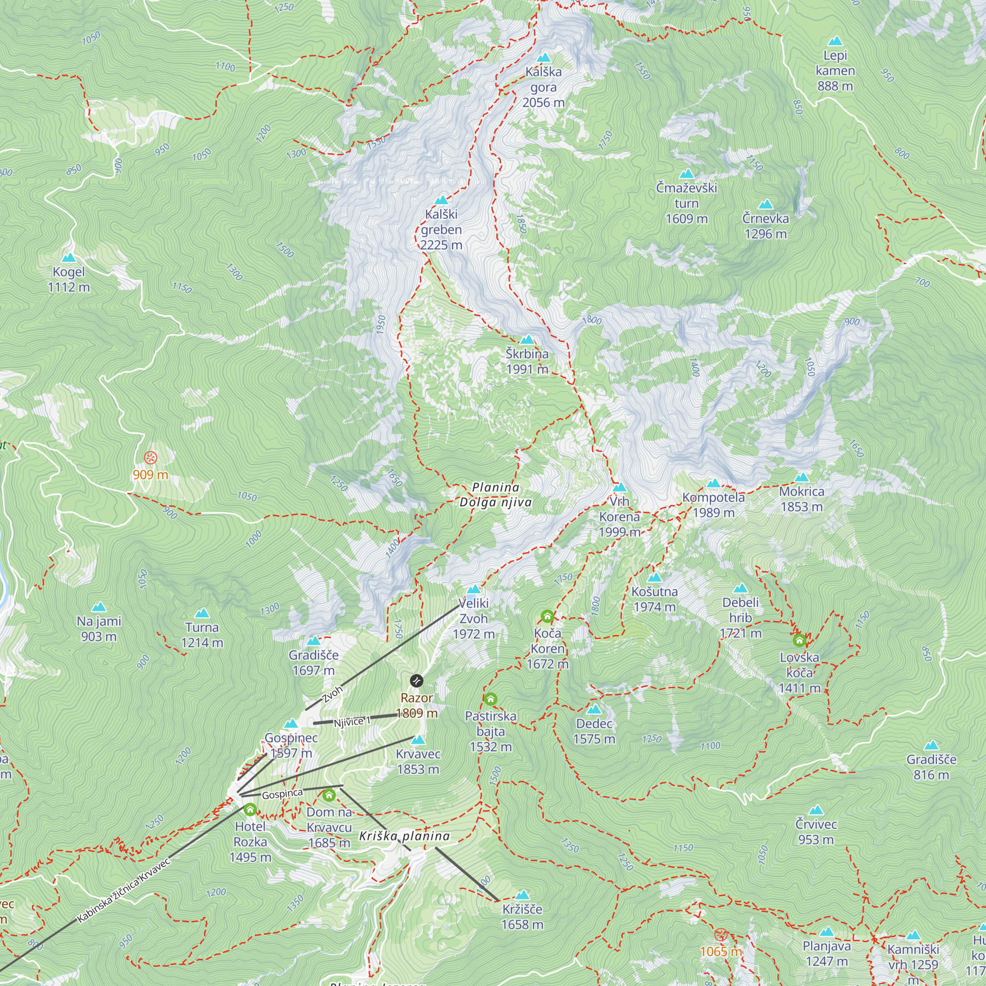 Planina Dolga Njiva map