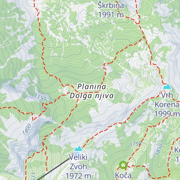 Map of Planina Dolga Njiva