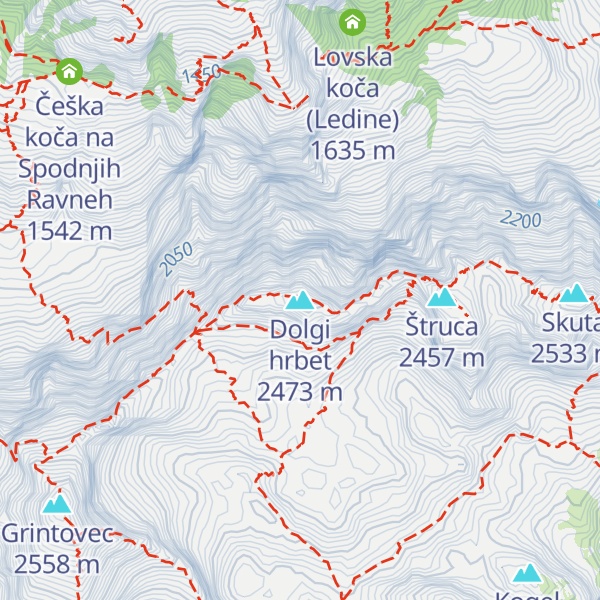 Map of Dolgi hrbet
