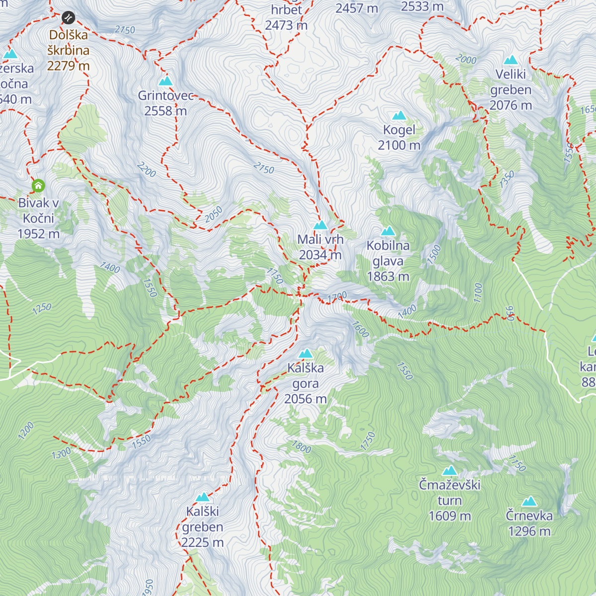 Cojzova koča na Kokrskem sedlu map