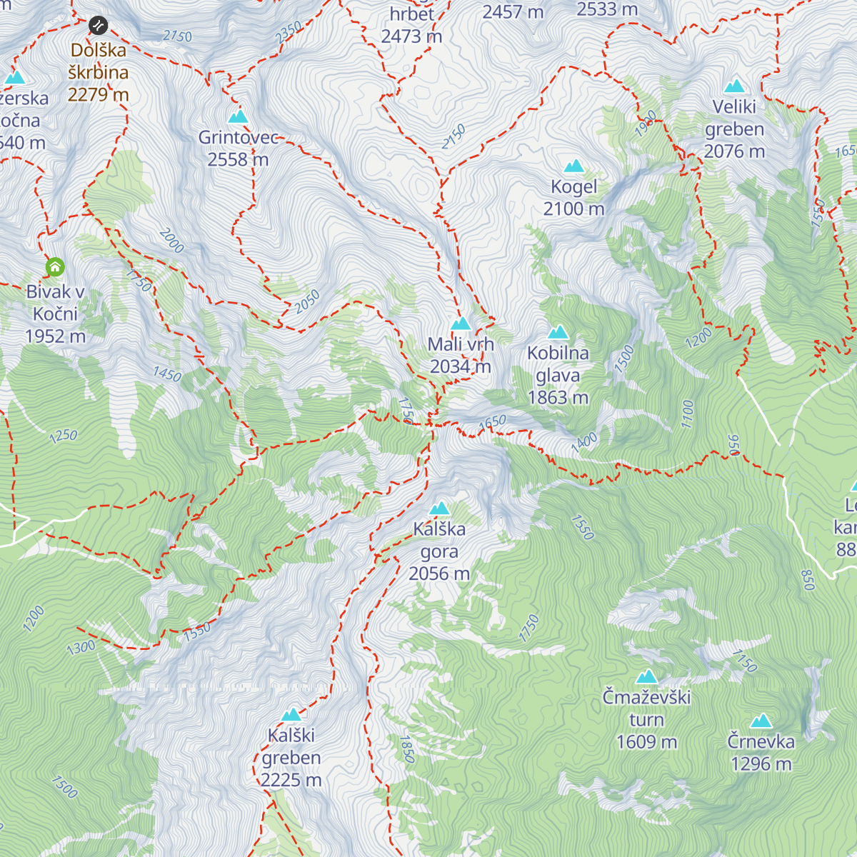Cojzova koča na Kokrskem sedlu map