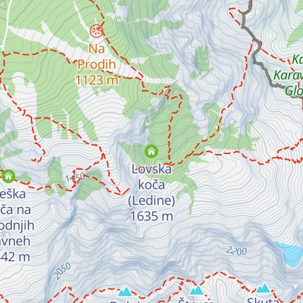Map of Lovska koča (Ledine)