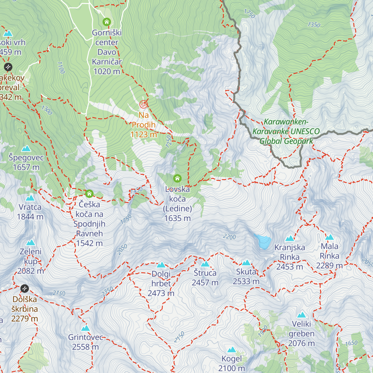 Kranjska koča na Ledinah map