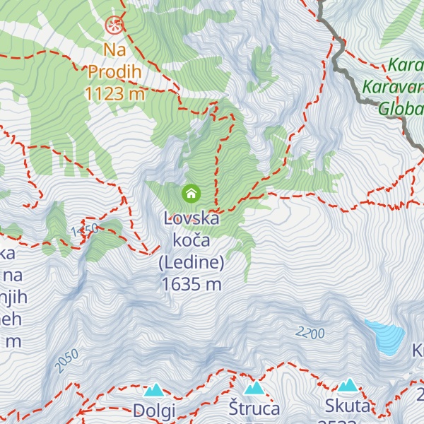 Map of Kranjska koča na Ledinah