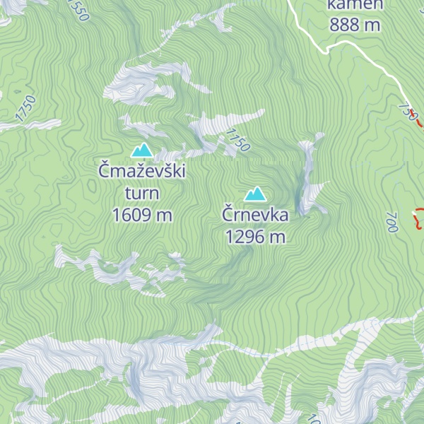 Map of Lovska koča Črnevka