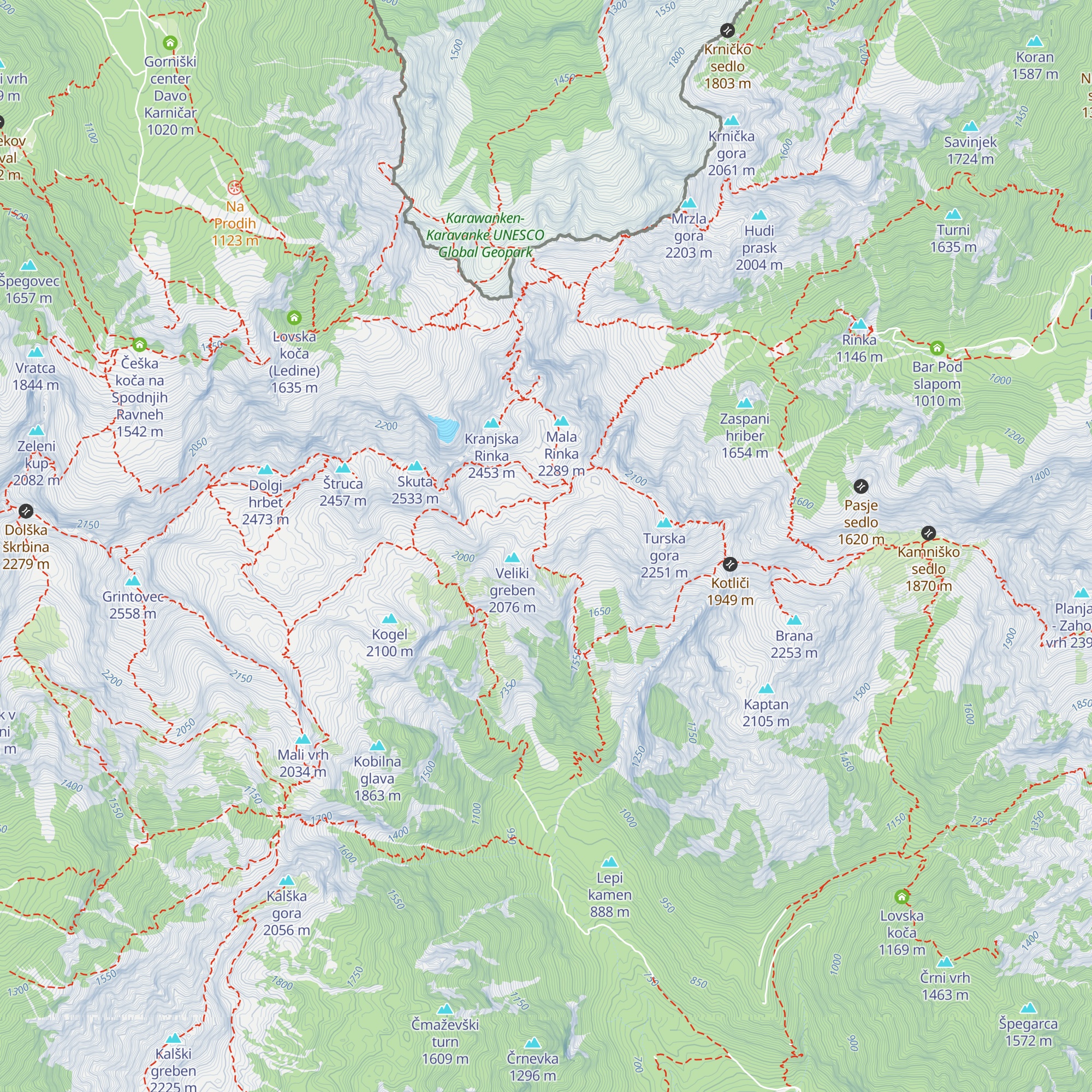 Bivak pod Skuto na Malih podih map