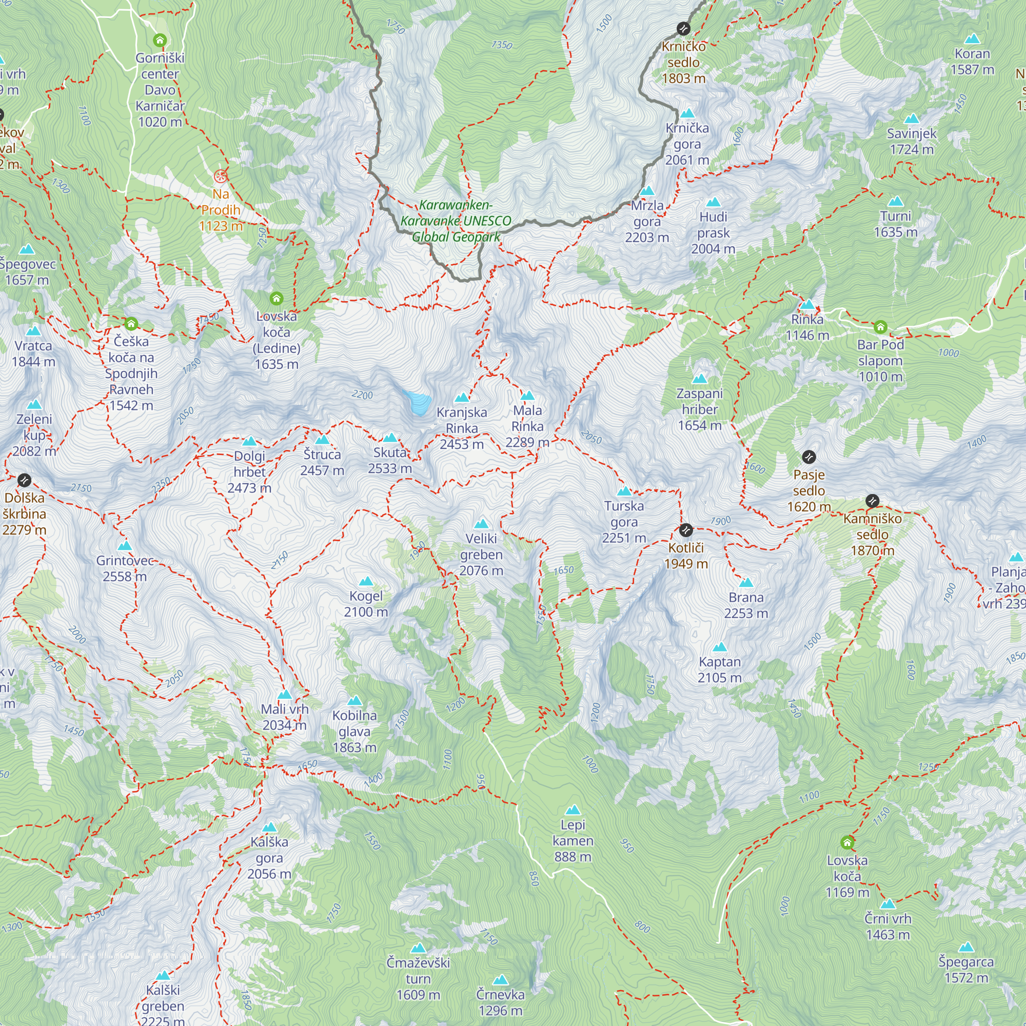 Bivak pod Skuto na Malih podih map