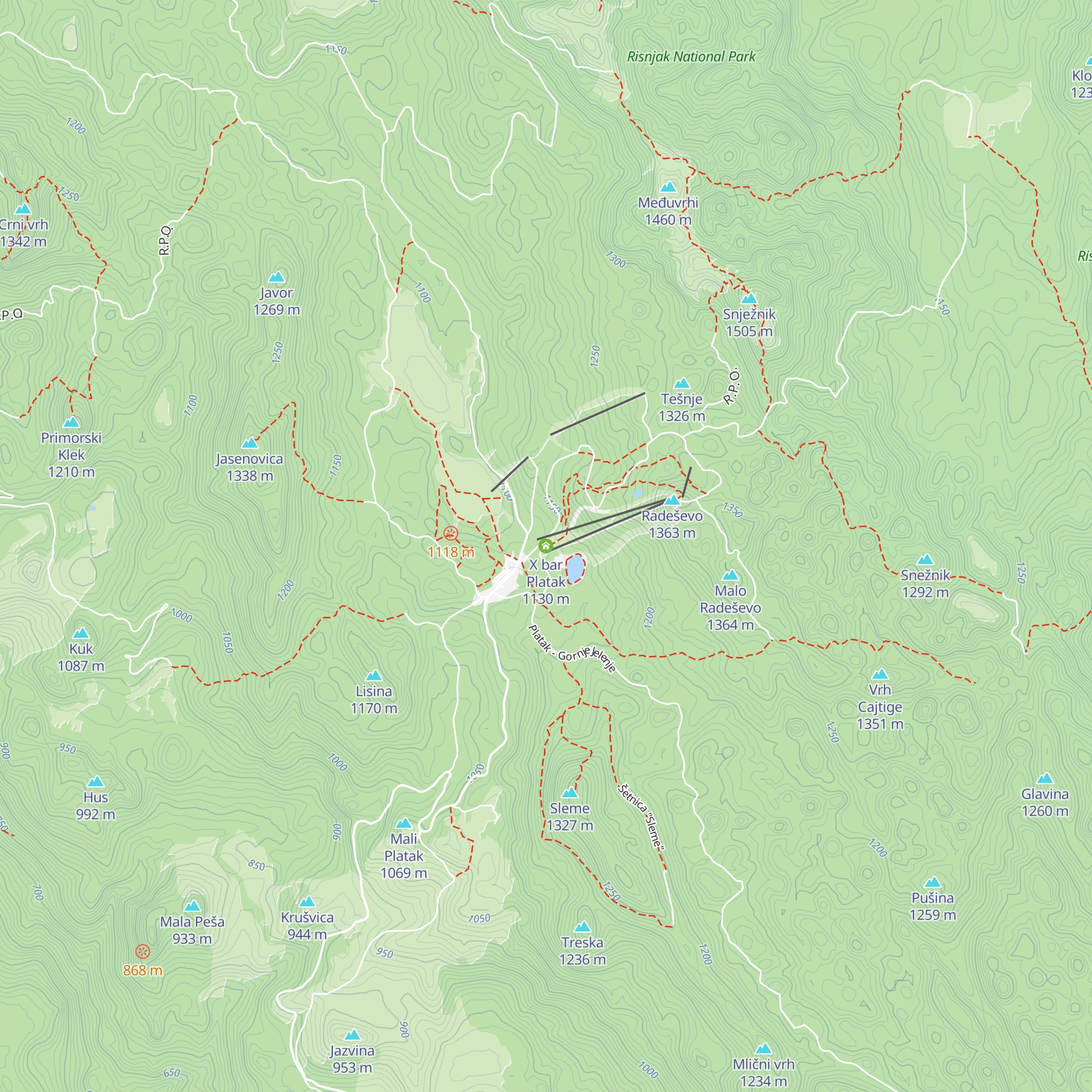 X bar Platak map
