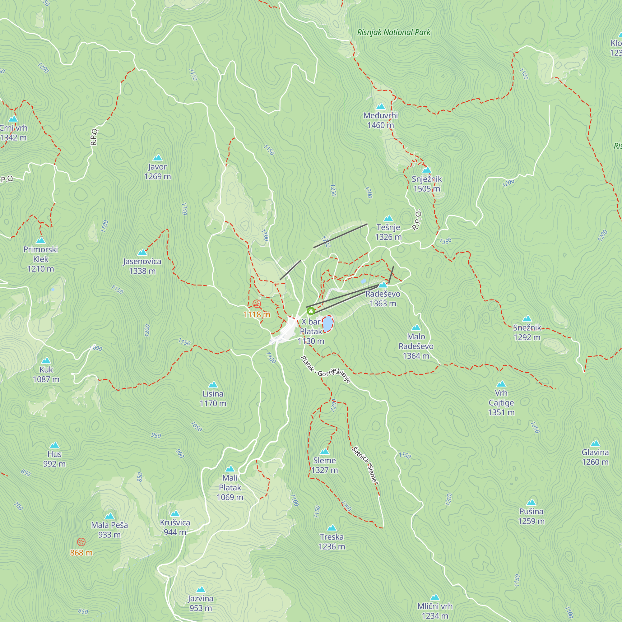 X bar Platak map
