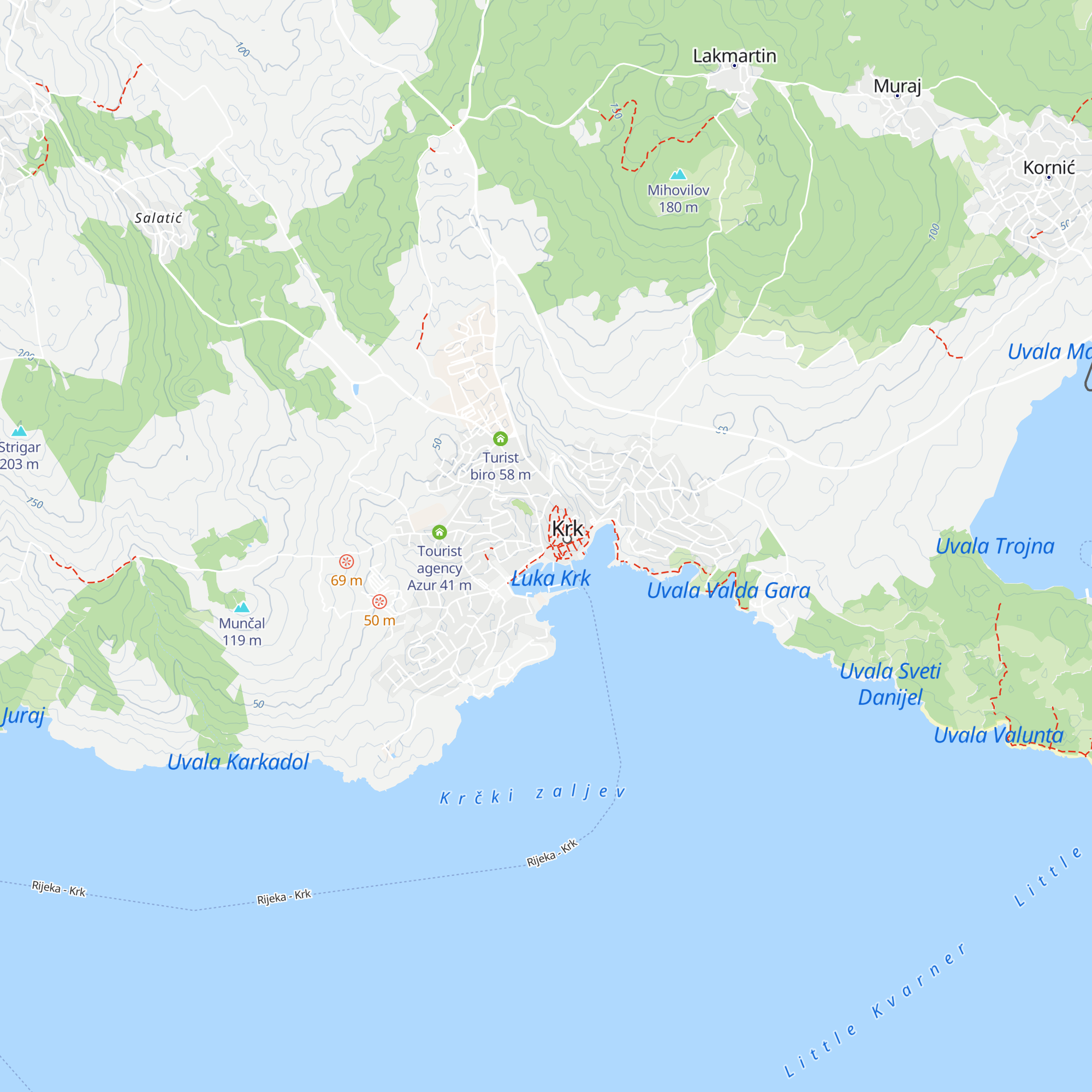 City of Krk Tourist Board map