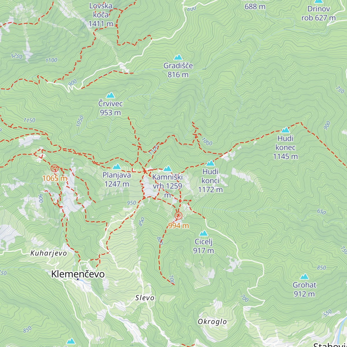 Bivak na Kamniškem vrhu map