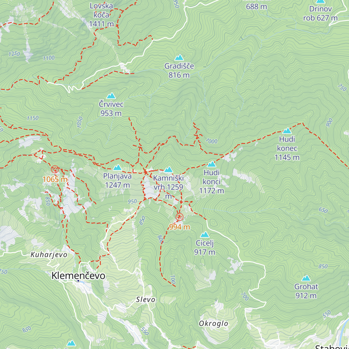 Bivak na Kamniškem vrhu map