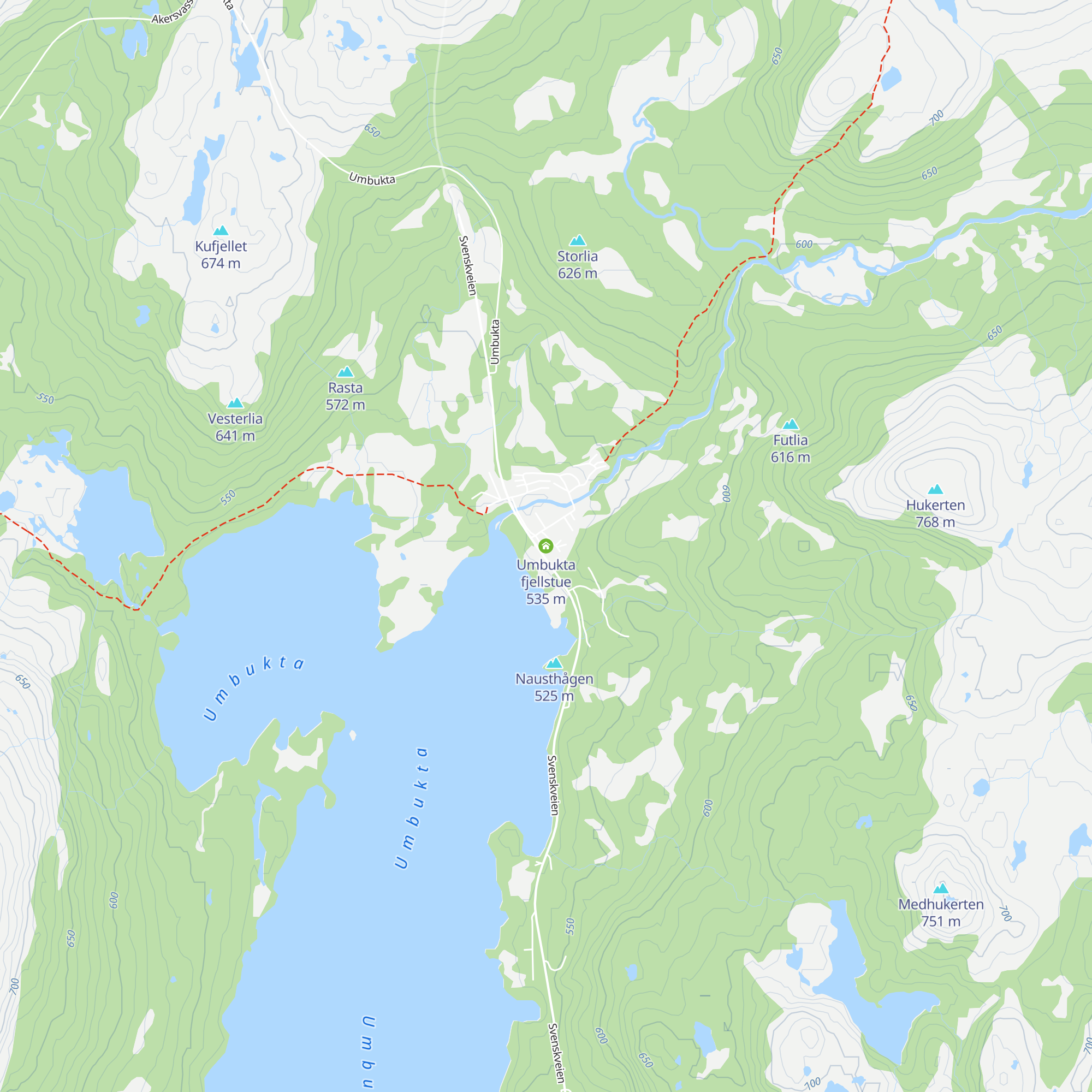 Umbukta fjellstue map