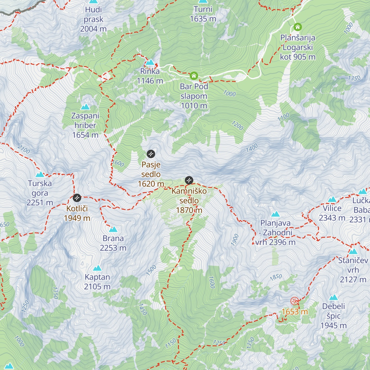 Kamniška koča na Kamniškem sedlu map