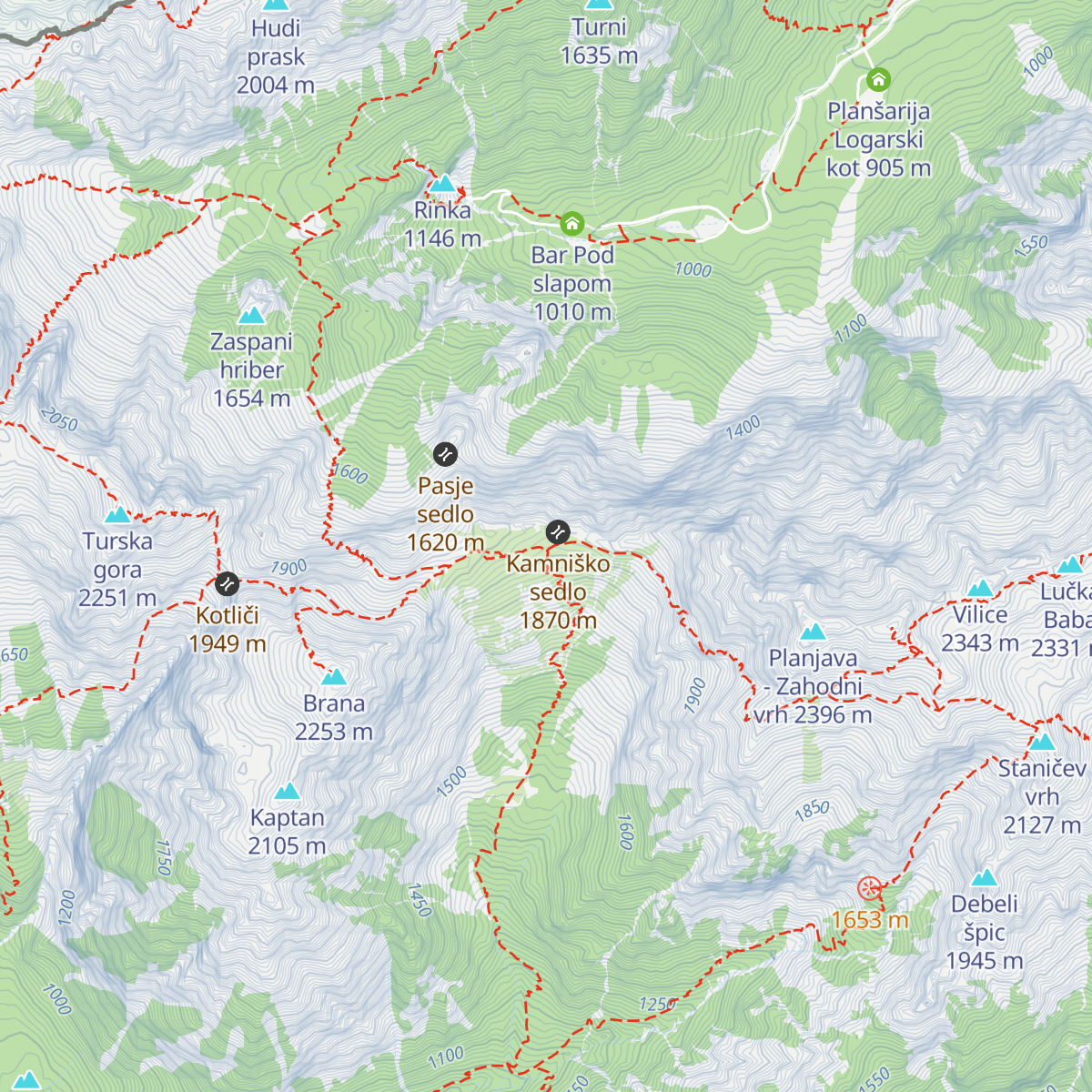 Kamniška koča na Kamniškem sedlu map