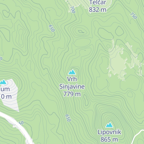 Map of Vrh Sinjavine