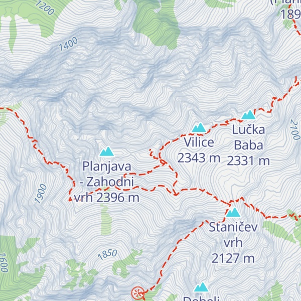 Map of Planjava - Vzhodni vrh