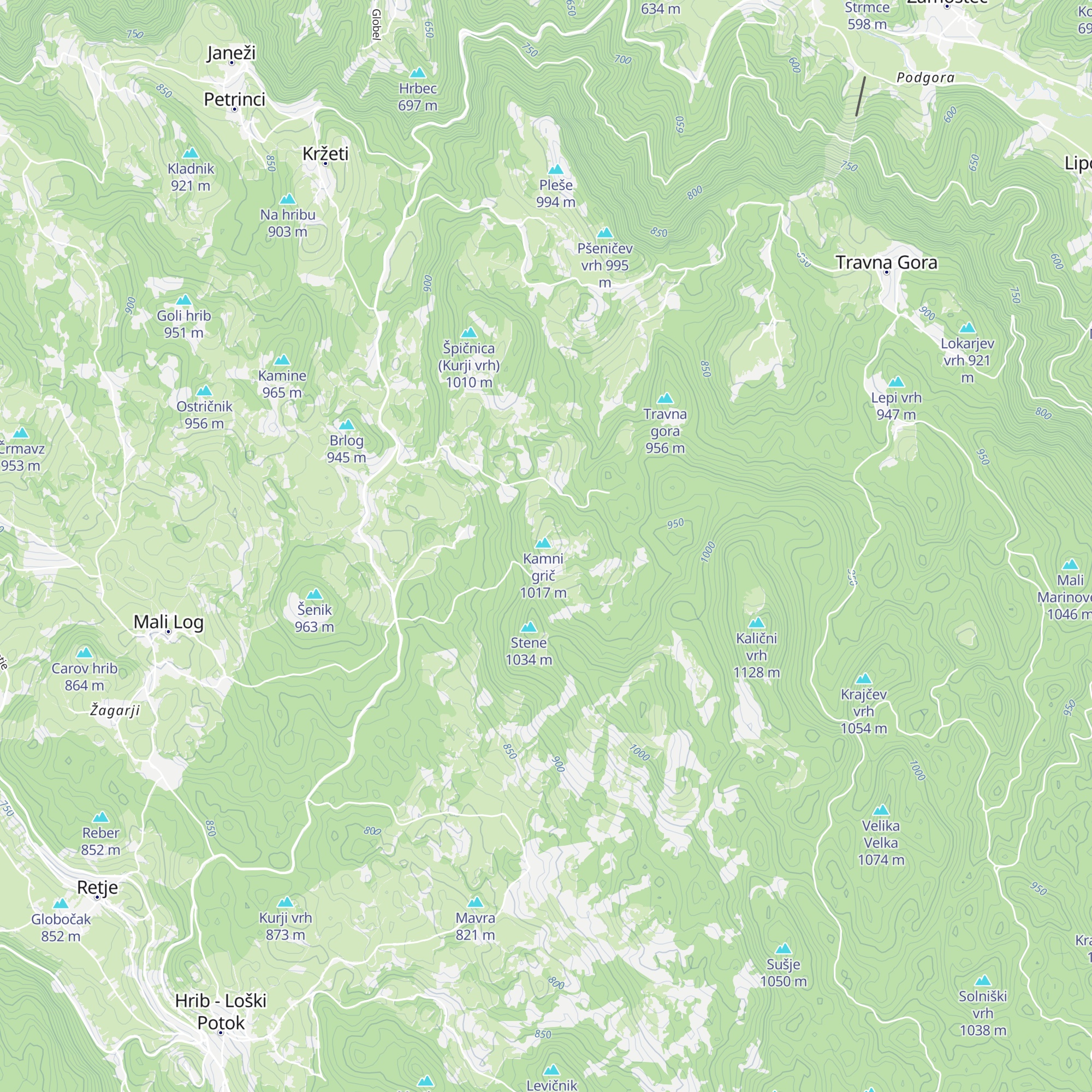 Koča na Kamnem griču map