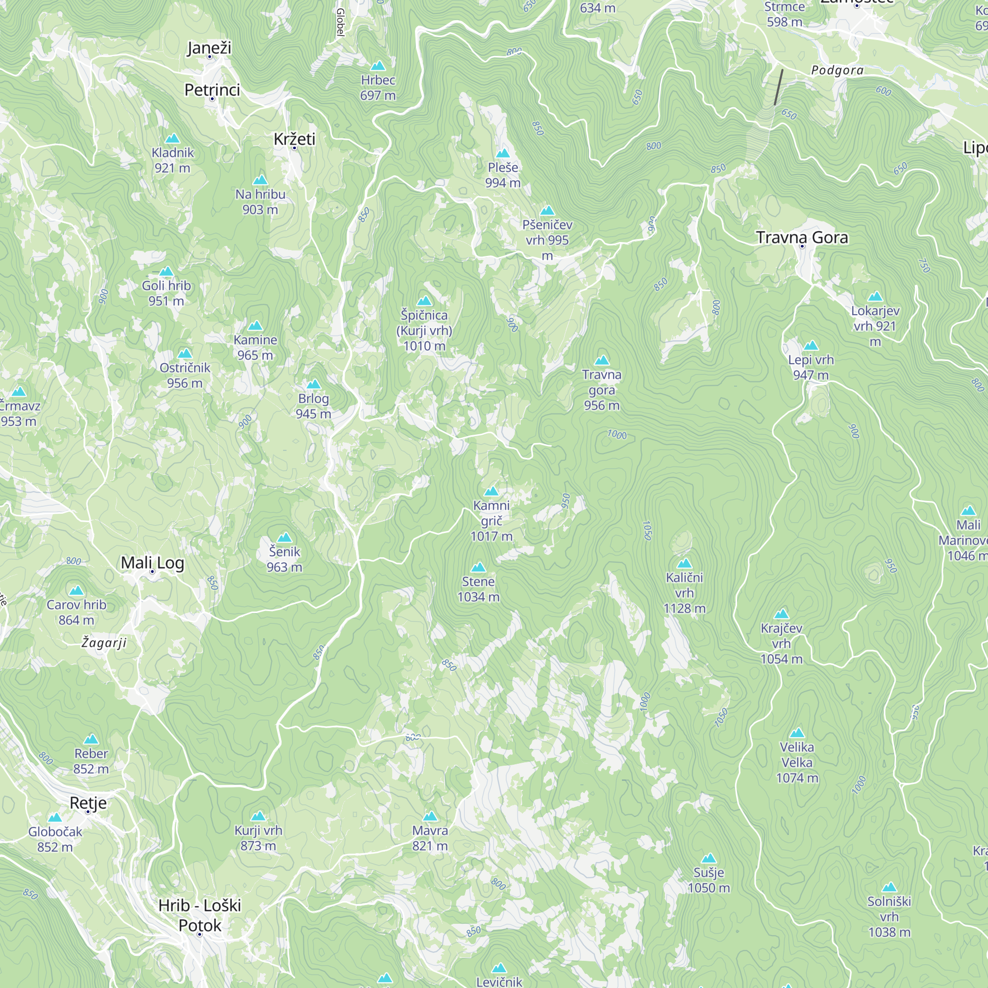 Koča na Kamnem griču map