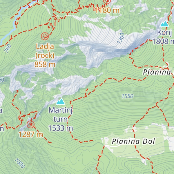 Map of Bivak dobre volje (Good Cheer Cabin)