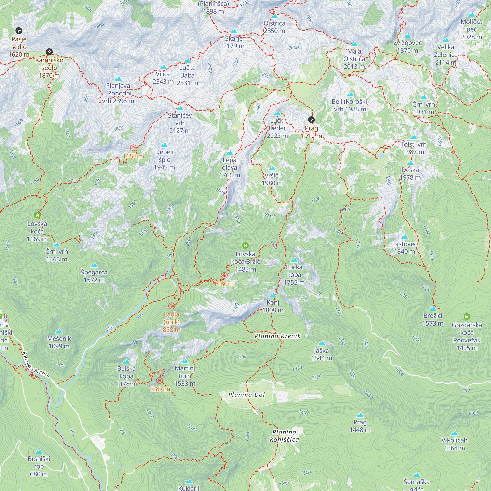 Lovska koča Bržič map