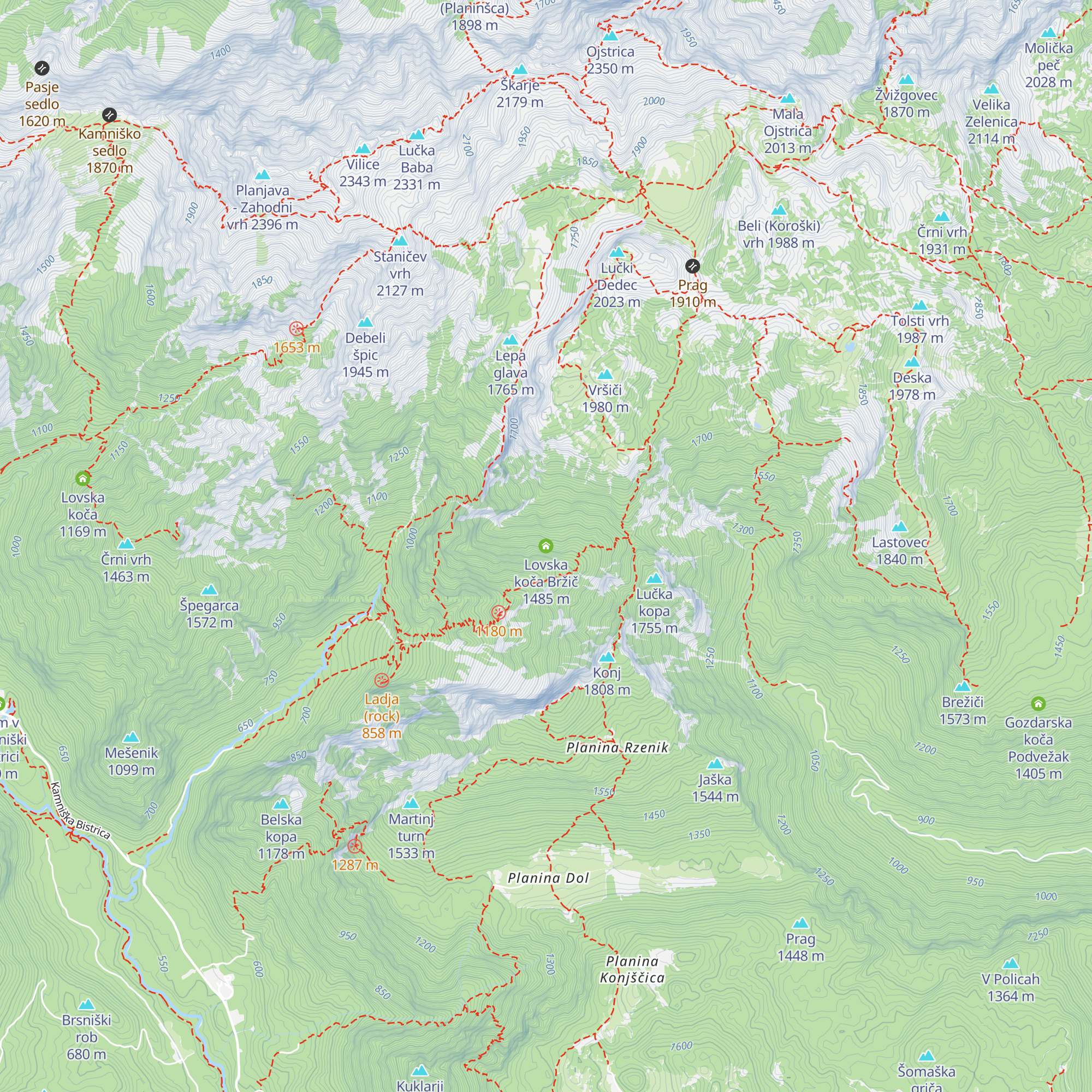 Lovska koča Bržič map