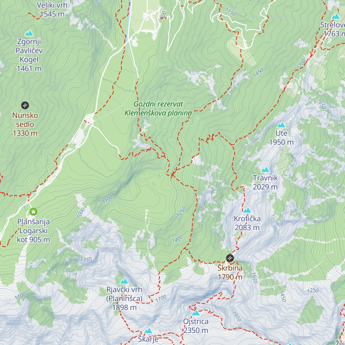 Koča na Klemenči jami pod Ojstrico map