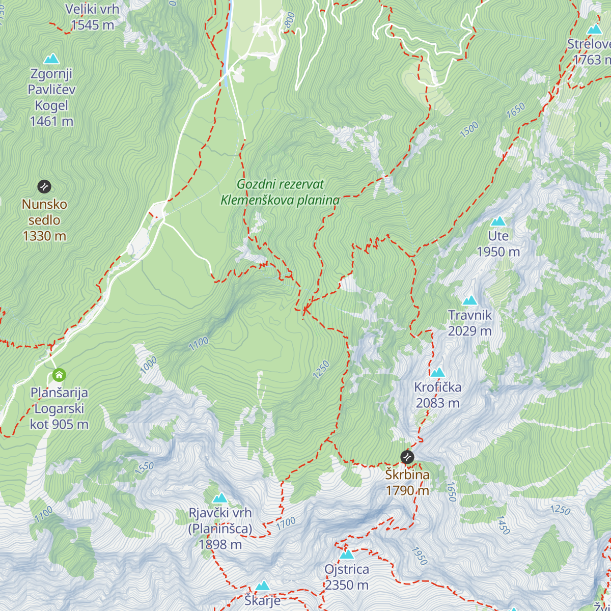 Koča na Klemenči jami pod Ojstrico map