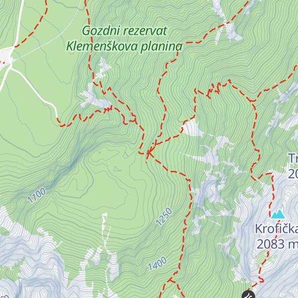 Map of Koča na Klemenči jami pod Ojstrico