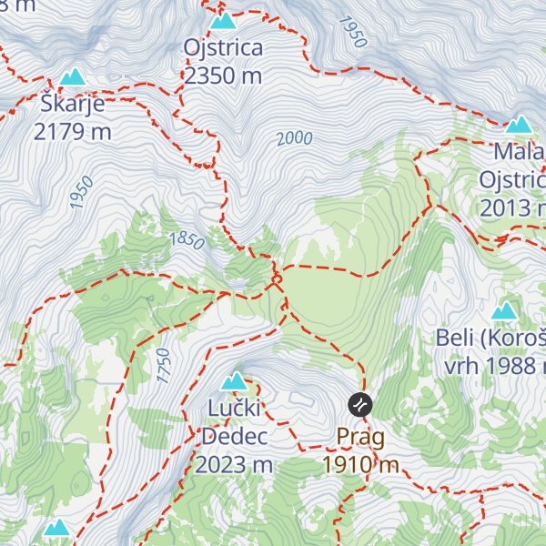Map of Kocbekov dom na Korošici