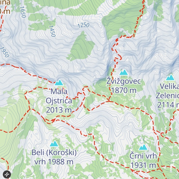 Map of Kocbekovo zavetišče pod Ojstrico