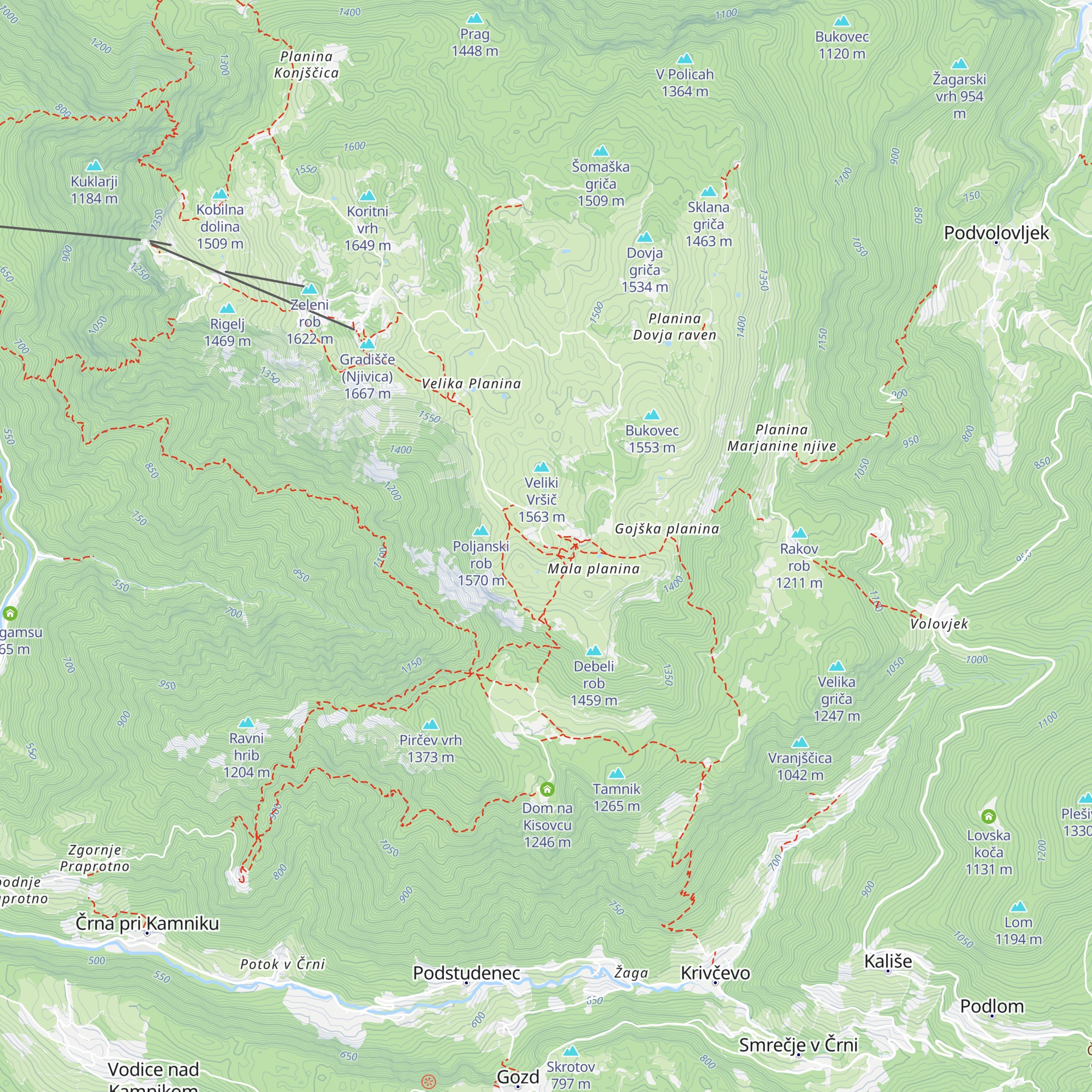 Črnuški dom na Mali Planini map