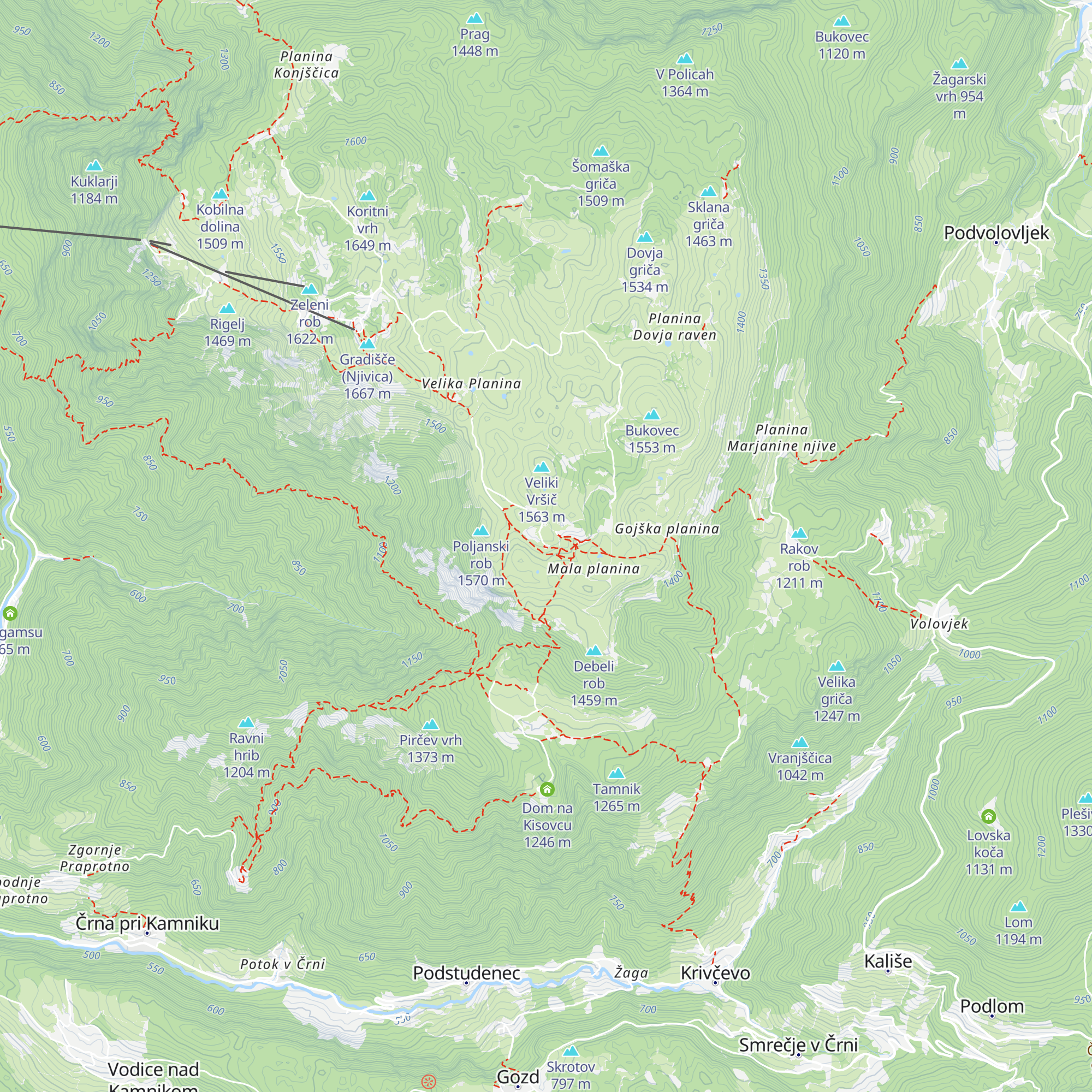 Črnuški dom na Mali Planini map